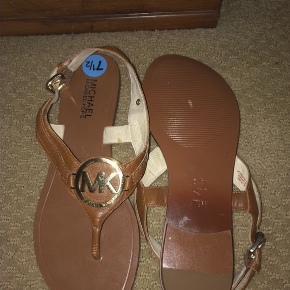 Michael Kors Shoes Michael Kors Brown Luggage Leather Sandal 75